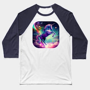 Bright Space Rainbow Unicorn Baseball T-Shirt